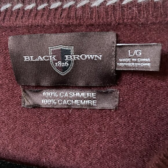 Black Brown 1826 Cashmere Sweater Mens L Red 100% Cashmere Grandpa Academia Knit - Picture 3 of 6